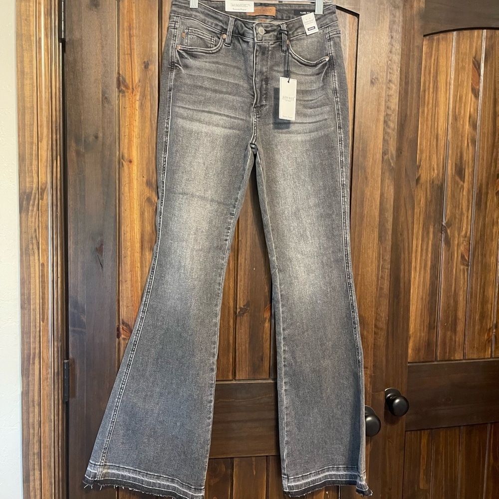 Judy Blue Washed Gray High-Rise Flare Jeans